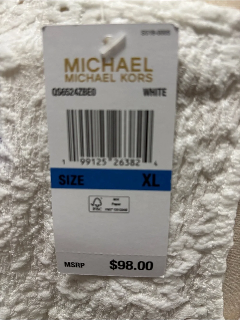 Michael Kors White Textured Short Sleeve Cropped Women's Top size XL